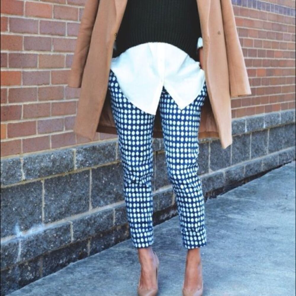 White Polka Dotted Blue Pants